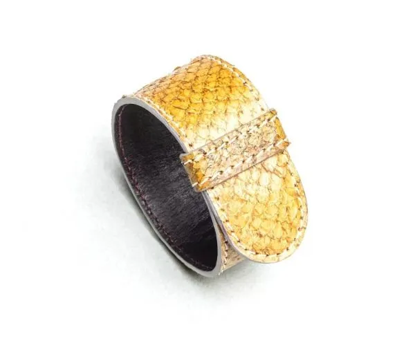 Bracelet en cuir de peau de saumon « Armilla Yellow », 23 × 2.8 cm 