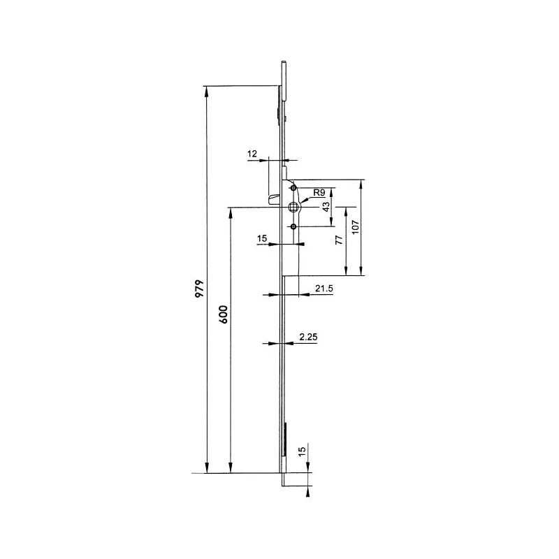 Crémone pour fenêtre F15 ajustable en haut D600