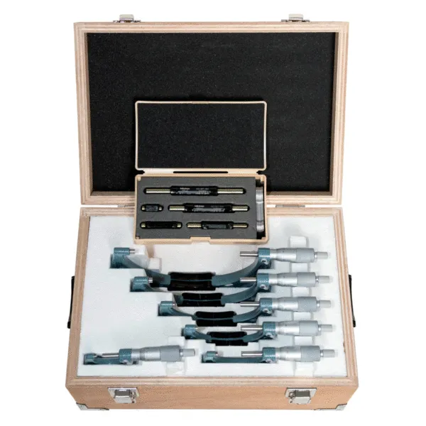 Jeu de 3 micromètre d'extérieur mécanique à col de cygne 0-75 mm