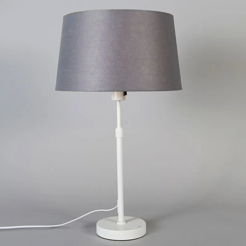 Lampe de table blanc avec abat-jour gris 35 cm réglable - Parte