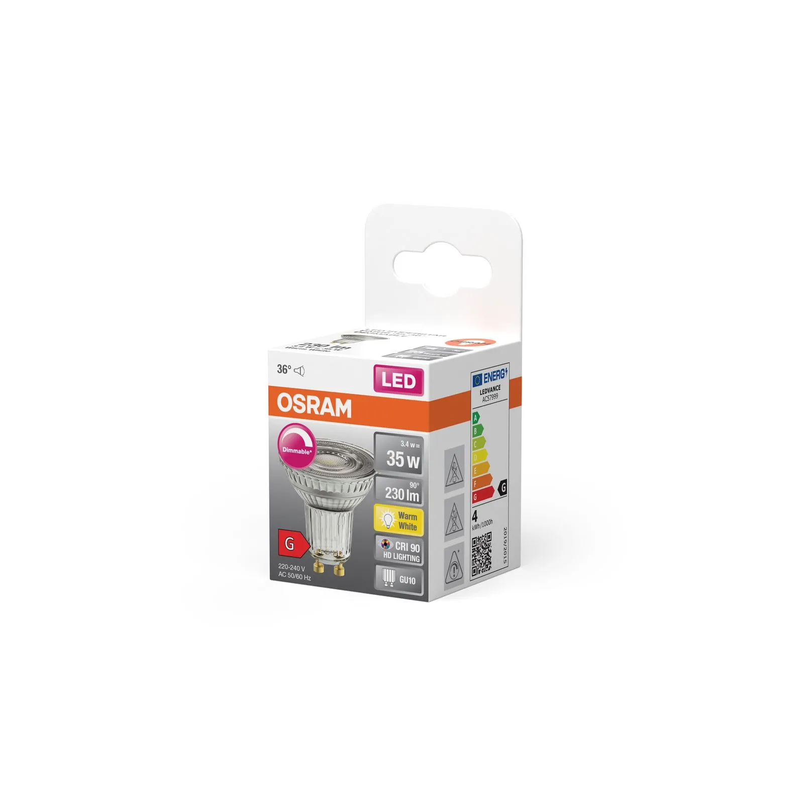 Osram Superstar LED GU10 Spot Claire 3.4W 230lm - 927 Blanc Très Chaud | Dimmable - Meilleur rendu des couleurs