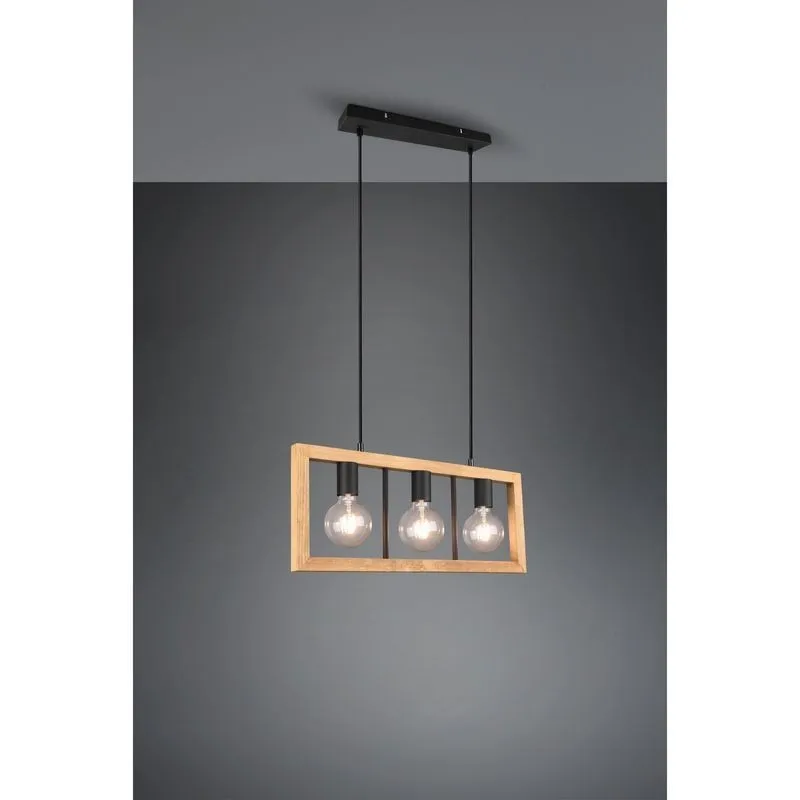 Suspension Industrielle Agra Noir mat 3x10W E27