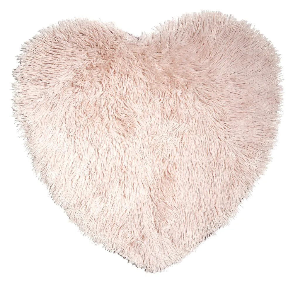 Tapis coeur effet fourrure rose ou beige 60x60cm