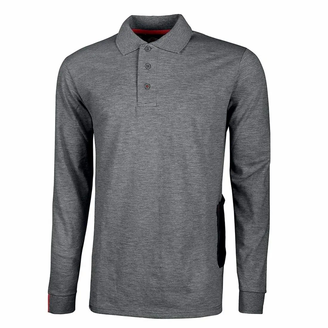 U-Power - Polo de travail manches longues gris foncé Slim LIVE